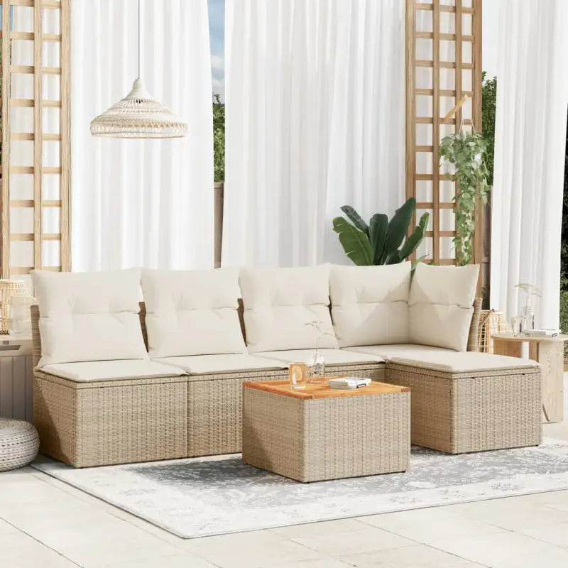 Loungebankset van beige materiaal met gepoedercoat staal afmetingen - Tuinsets