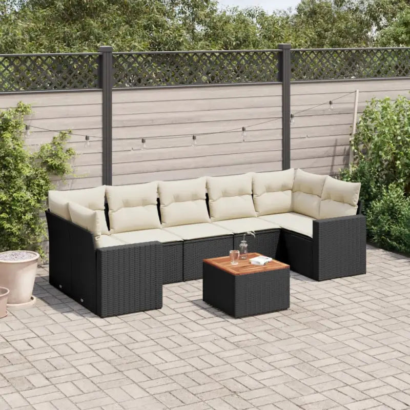 Loungebaset in beige materiaal van gepoedercoat staal met afmetingen - Zwart en crème - Tuinsets