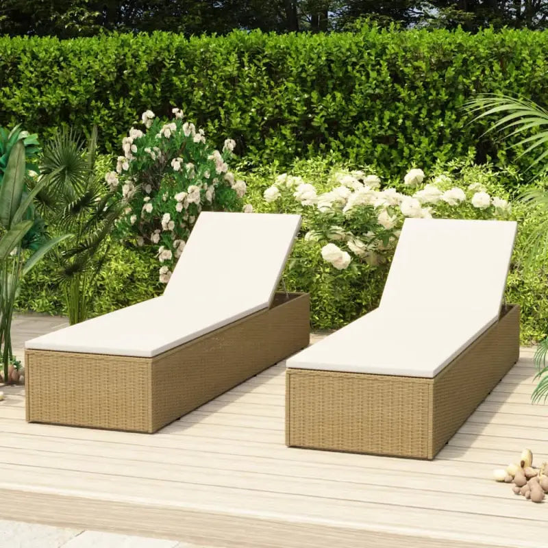 Loungebed met gepoedercoat staal voor tuin en zwembad gebruik - Bruin en crème / 1 / Ja - Ligstoelen