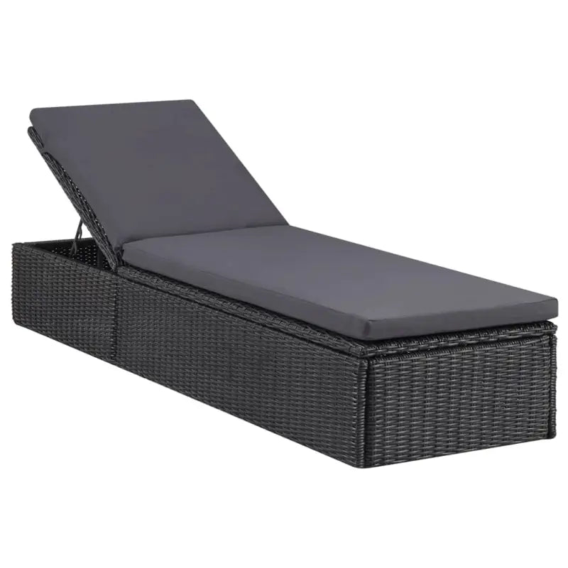 Loungebed met gepoedercoat staal voor tuin en zwembad gebruik - Zwart en donkergrijs / 1 / Ja - Ligstoelen