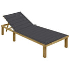 Loungebed van geïmpregneerd grenenhout met kussen voor buiten - Antraciet / 1 - Ligstoelen