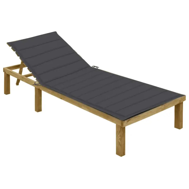 Loungebed van geïmpregneerd grenenhout met kussen voor buiten - Antraciet / 1 - Ligstoelen