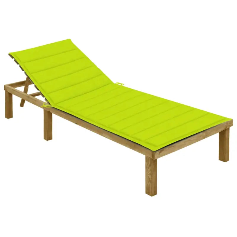 Loungebed van geïmpregneerd grenenhout met kussen voor buiten - Heldergroen / 1 - Ligstoelen