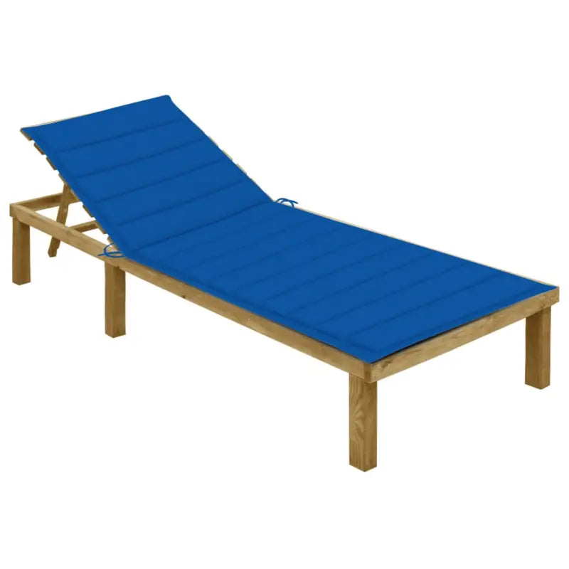Loungebed van geïmpregneerd grenenhout met kussen voor buiten - koningsblauw / 1 - Ligstoelen