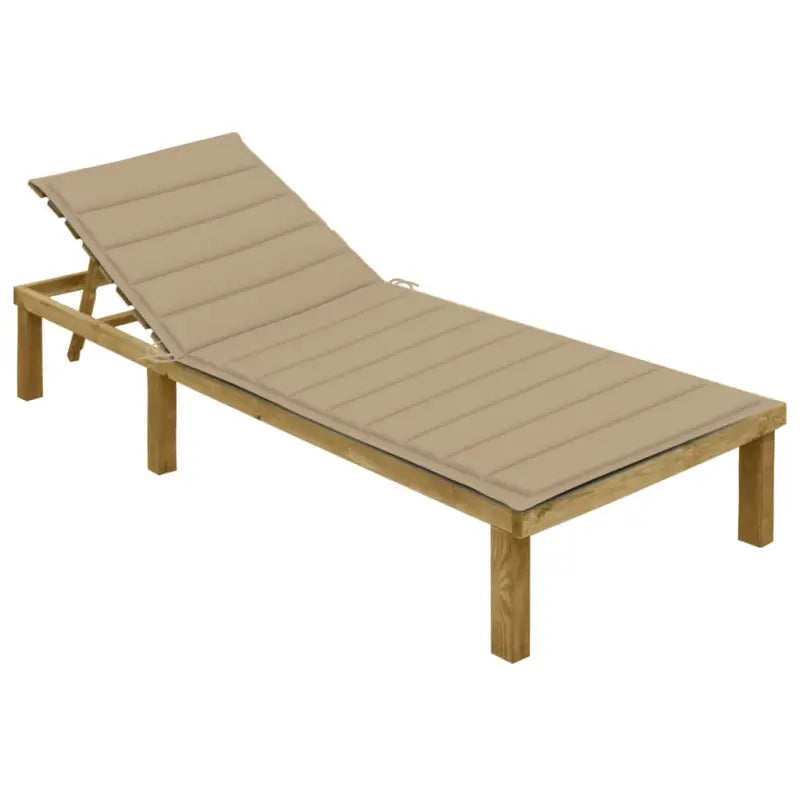 Loungebed van geïmpregneerd grenenhout met kussen voor buiten - Beige / 1 - Ligstoelen