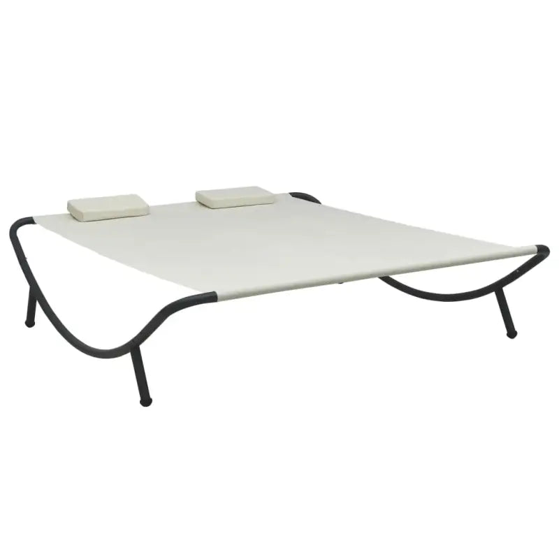 Loungebed voor tuin terras of strand van weerbestendig oxford stof - Crème - Tuinbedden