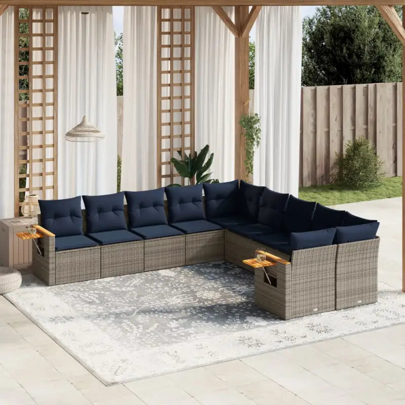 Loungebuitenset in grijs materiaal met waterdichte tas en gepoedercoat staal - Grijs / Zonder tafel - Tuinsets