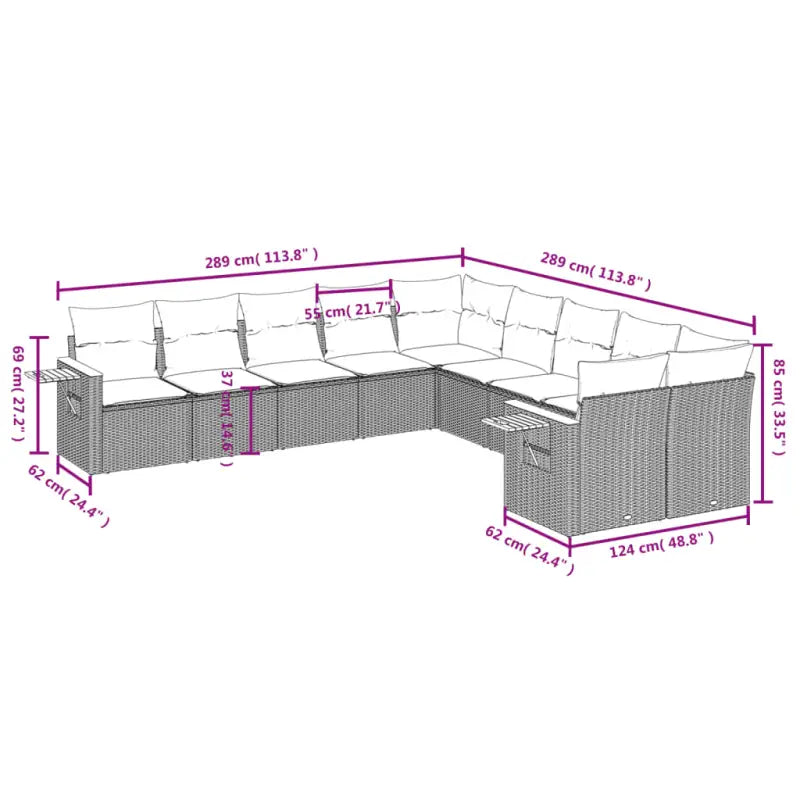 Loungebuitenset in grijs materiaal met waterdichte tas en gepoedercoat staal - Tuinsets