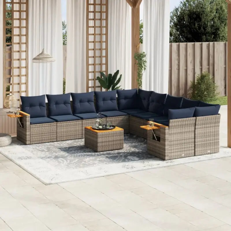 Loungebuitenset in grijs materiaal met waterdichte tas en gepoedercoat staal - Grijs / Met tafel - Tuinsets