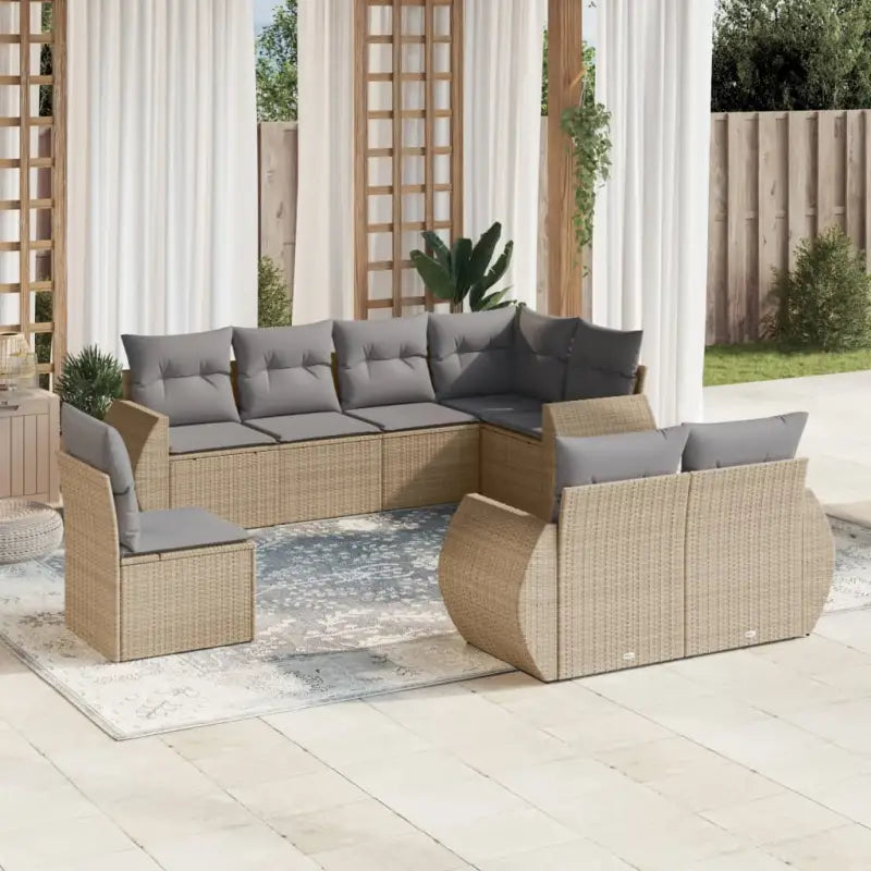 Loungeen set met waterdichte tas en gepoedercoat staal in beige - Beige en grijs / Zonder tafel - Tuinsets