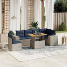 Loungeetset in zwart materiaal met gepoedercoat staal en perfecte afmetingen - Grijs / Tafel + hoek + 3x midden