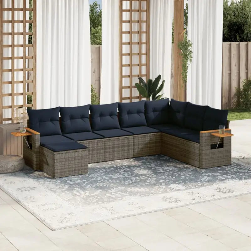 Loungehoek in grijs materiaal met gepoedercoat staal en waterdichte tas - Grijs en blauw / Zonder tafel - Tuinsets