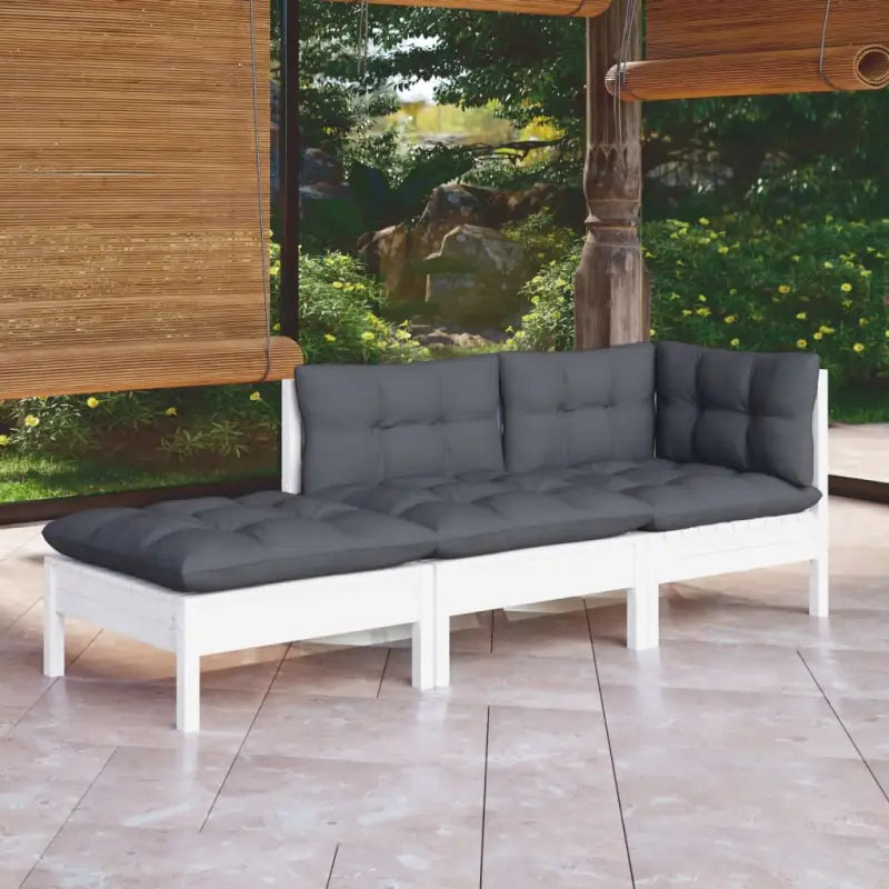 Loungehoek met massief grenenhout voor ontspannen tuinplezier - Wit - Tuinsets