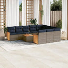 Loungeplek met grijs materiaal en waterdichte zak voor buitenplezier - Grijs en blauw / Met tafel - Tuinsets