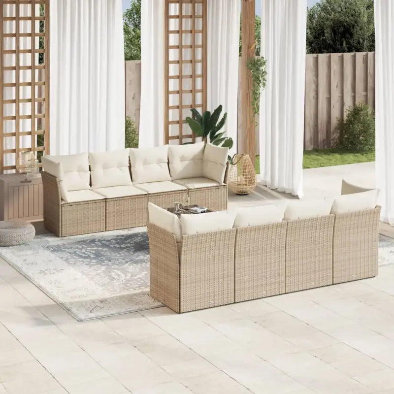 Loungeset in beige materiaal en gepoedercoat staal met perfecte afmetingen - beige en crèmekleurig / Tafel + 4x hoek