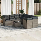 Loungeset in beige materiaal en gepoedercoat staal met perfecte afmetingen - Grijs / 4x midden + Tafel + 4x hoek