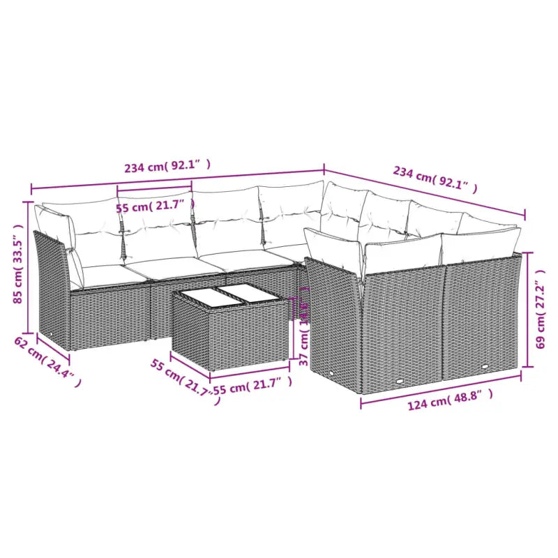 Loungeset in beige materiaal en gepoedercoat staal met perfecte afmetingen - Tuinsets