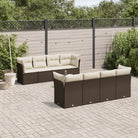 Loungeset in beige materiaal en gepoedercoat staal met perfecte afmetingen - Bruin / Tafel + 4x hoek + 4x midden