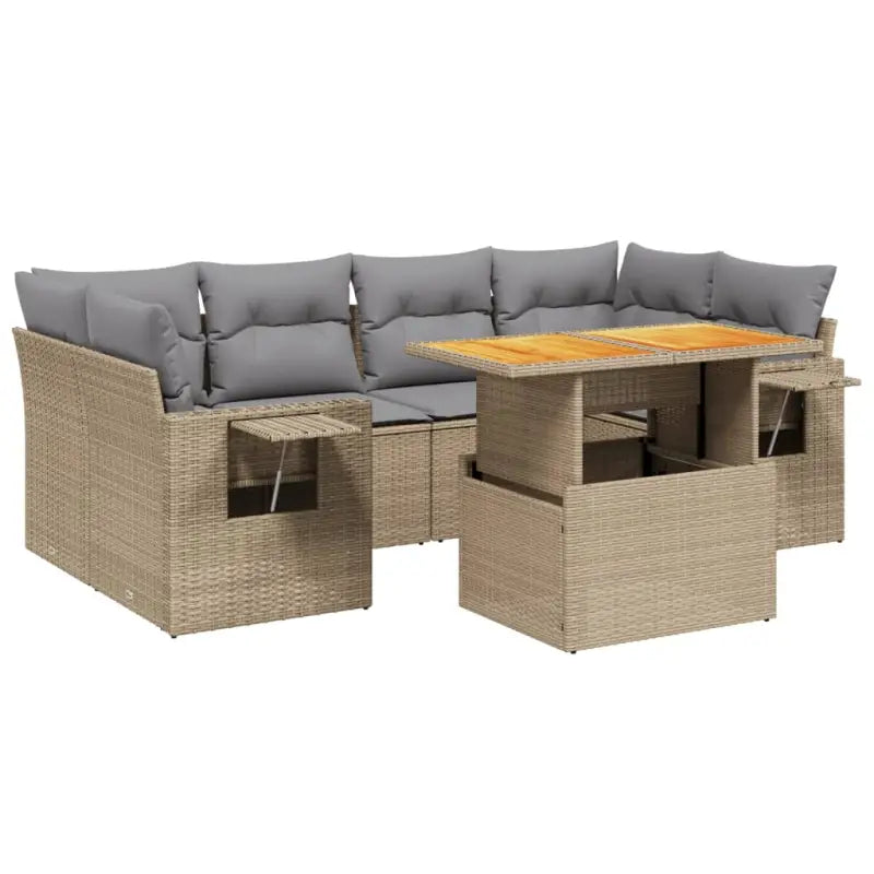 Loungeset in beige materiaal met gepoedercoat staal en Afmetingen - Tuinsets