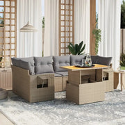 Loungeset in beige materiaal met gepoedercoat staal en Afmetingen - Tuinsets