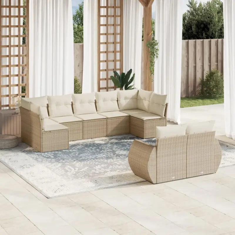 Loungeset in beige materiaal met waterdichte tas en gepoedercoat staal - beige en crèmekleurig / Zonder tafel - Tuinsets