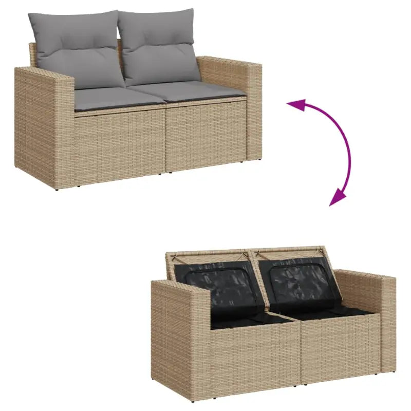 Loungeset in gemengd beige materiaal met waterdichte tas - beige mix en lichtgrijs - Tuinsets