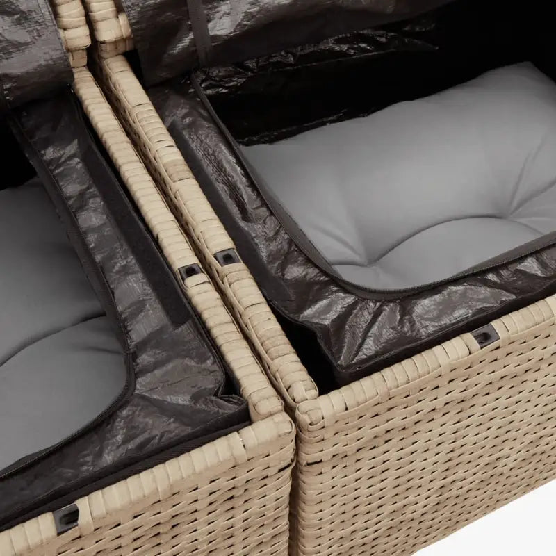 Loungeset in gemengd beige materiaal met waterdichte tas - beige mix en lichtgrijs - Tuinsets