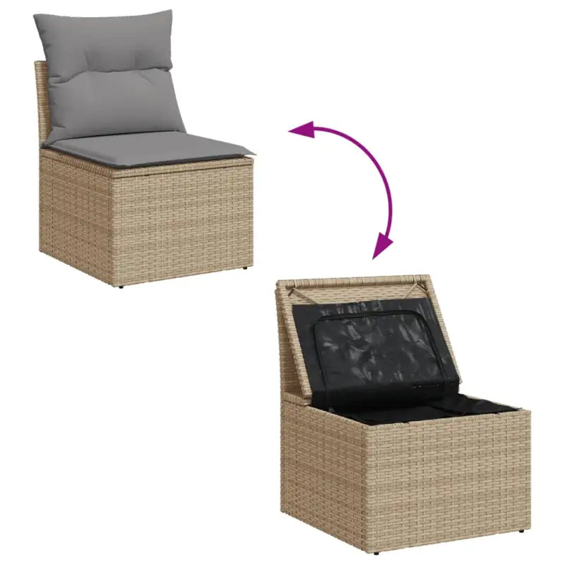 Loungeset in gemengd beige materiaal met waterdichte tas - beige mix en lichtgrijs - Tuinsets