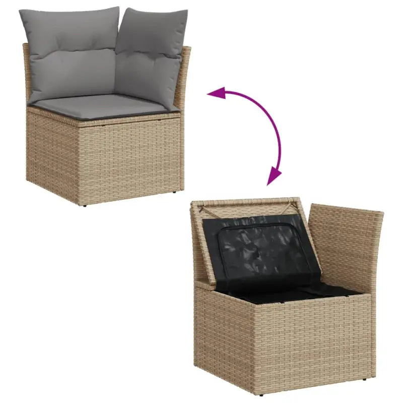 Loungeset in gemengd beige materiaal met waterdichte tas - beige mix en lichtgrijs - Tuinsets