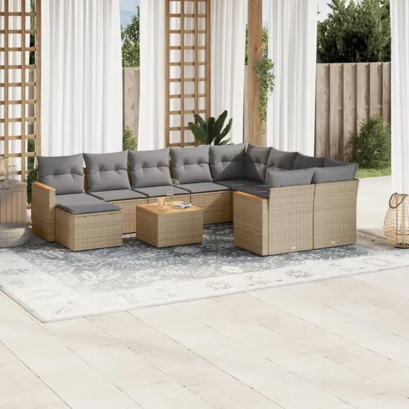 Loungeset in gemengd beige materiaal voor buitenplezier - Gemengd beige - Tuinsets