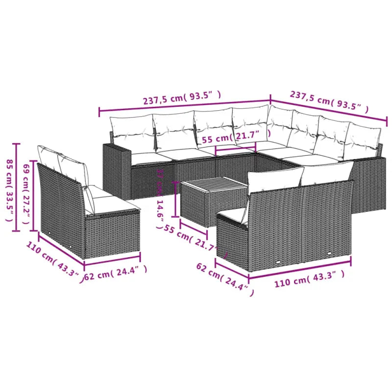 Loungeset in gemengd beige materiaal voor comfortabele buitenplezier - Tuinsets