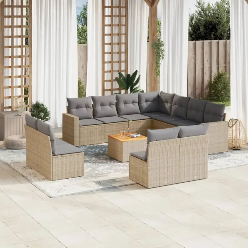 Loungeset in gemengd beige materiaal voor comfortabele buitenplezier - beige mix en lichtgrijs - Tuinsets