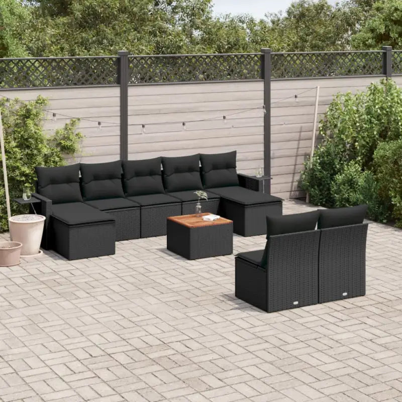Loungeset in gemengd beige materiaal voor een gezellige tuinruimte - Zwart - Tuinsets