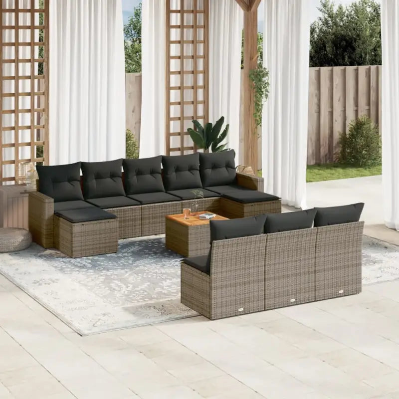 Loungeset in gemengd beige materiaal voor gezellige buitenruimtes - Grijs - Tuinsets