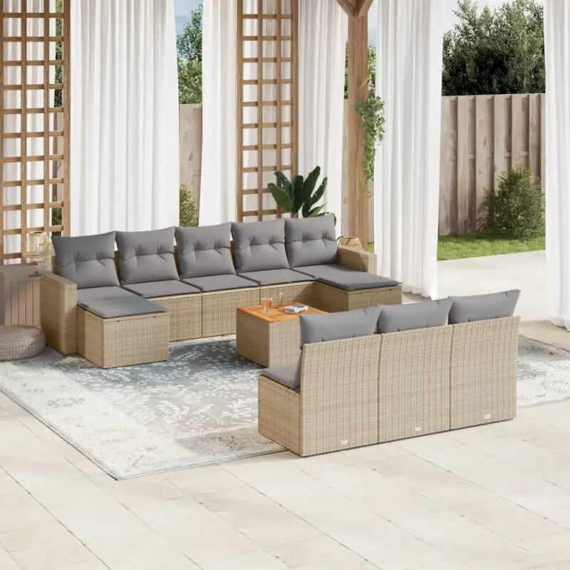 Loungeset in gemengd beige materiaal voor gezellige buitenruimtes - Beige en grijs - Tuinsets