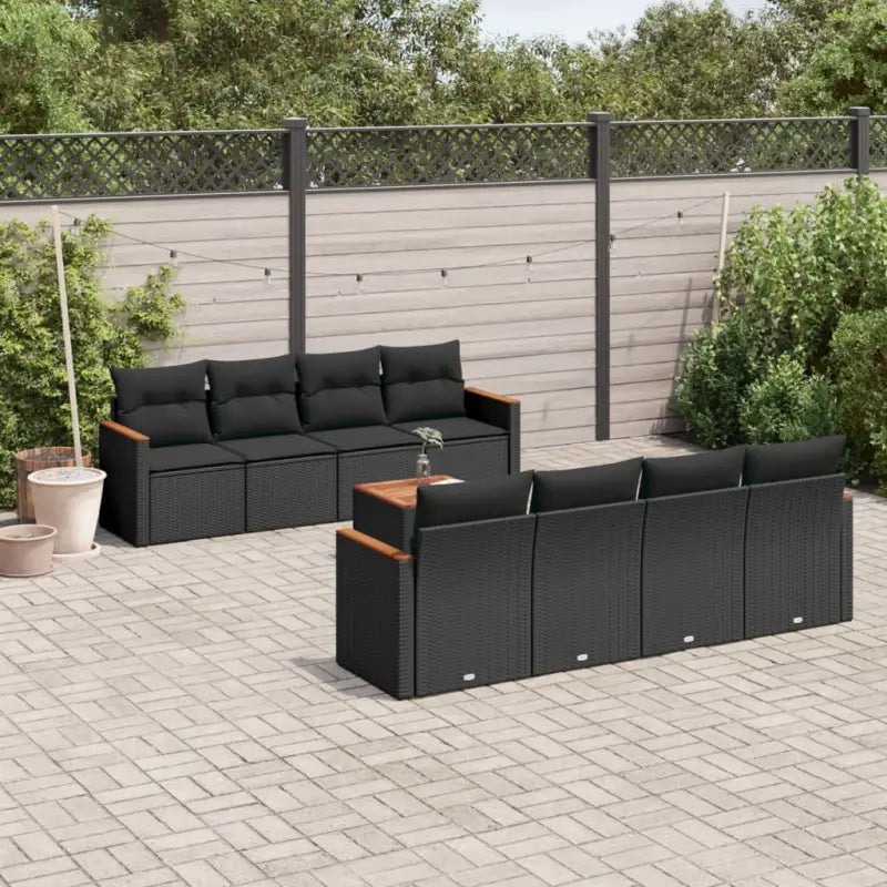Loungeset in gemengd beige materiaal voor ontspannen buitentijd - Zwart - Tuinsets