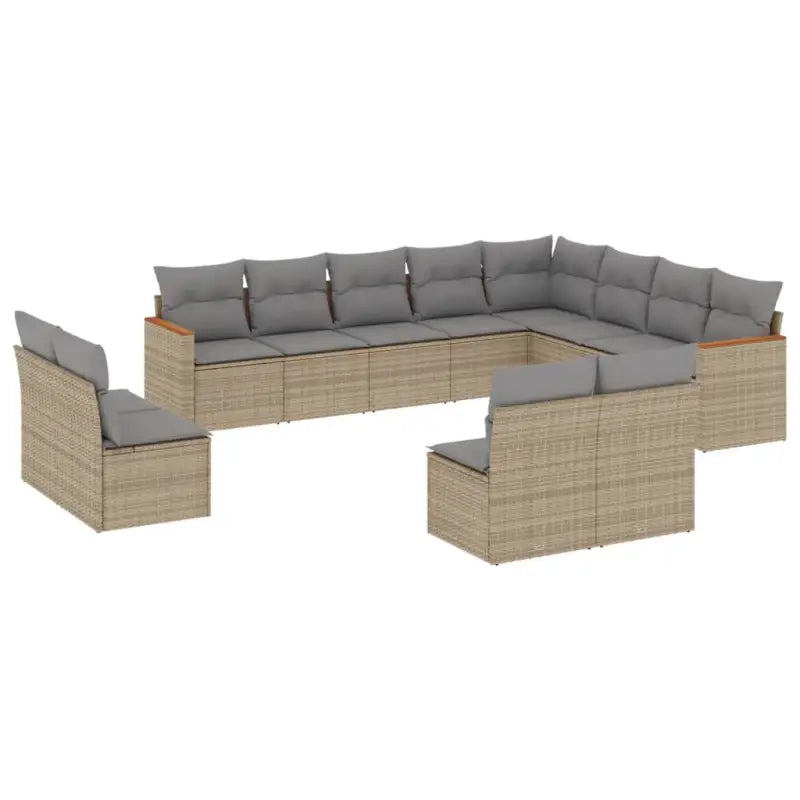 Loungeset in gemengd beige met gepoedercoat staal en afmetingen - Tuinsets
