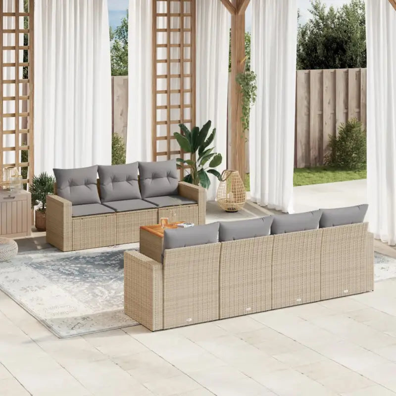 Loungeset in gemengd beige met waterdichte tas voor buitenplezier - beige mix en lichtgrijs - Tuinsets