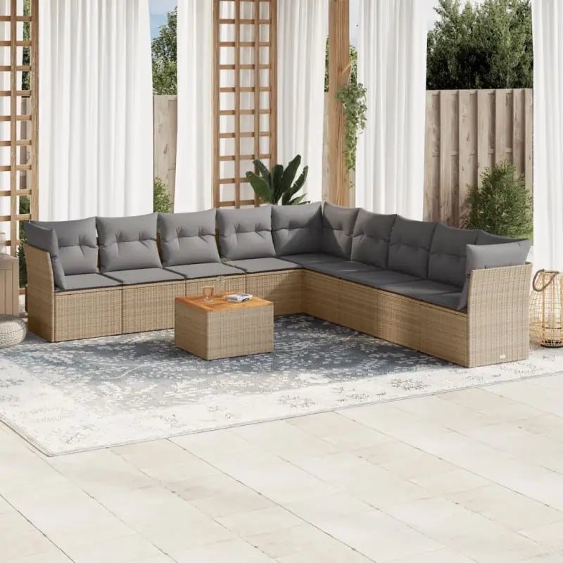 Loungeset in gemengd beige met waterdichte tas voor tuin of terras - beige mix en lichtgrijs - Tuinsets