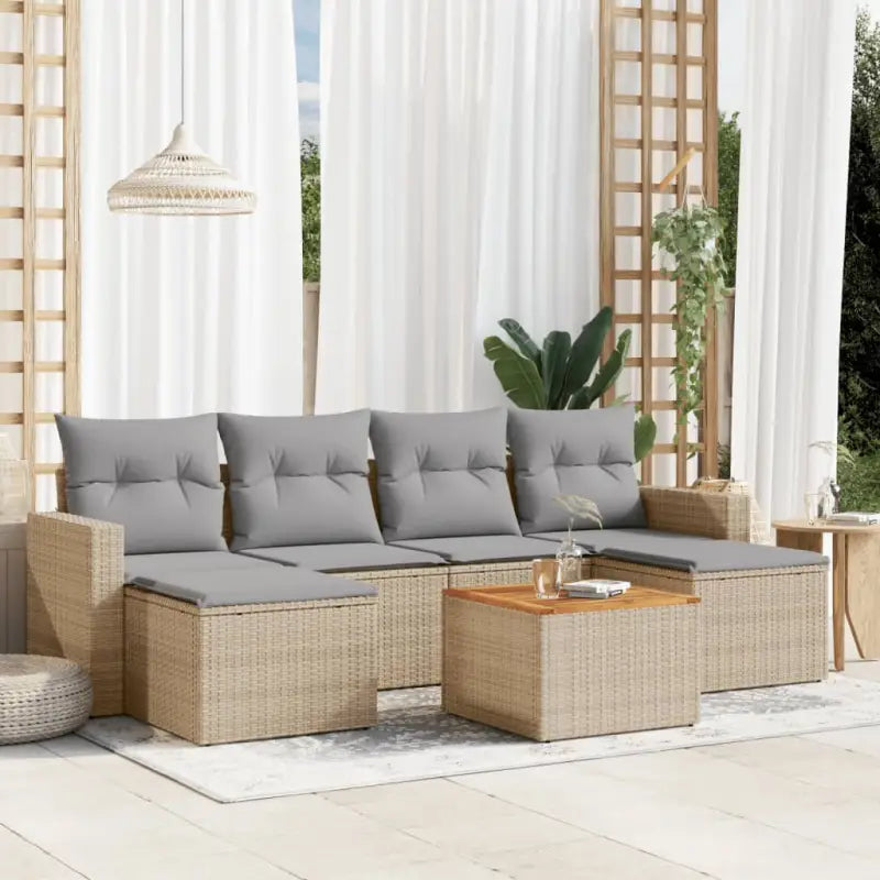 Loungeset in gemengd beige voor buiten genieten - beige mix en lichtgrijs - Tuinsets