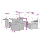 Loungeset in grijs materiaal met gepoedercoat staal afmetingen - Tuinsets