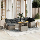 Loungeset in grijs materiaal met gepoedercoat staal afmetingen - grijs en donkergrijs / 3x midden + 3x hoek + Tafel