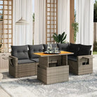 Loungeset in grijs materiaal met gepoedercoat staal afmetingen - grijs en donkergrijs / 2x midden + 3x hoek + Tafel