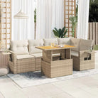 Loungeset in grijs materiaal met gepoedercoat staal afmetingen - beige en crèmekleurig / 3x hoek + Tafel + 2x midden