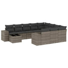 Loungeset in grijs materiaal met gepoedercoat staal en afmetingen - Tuinsets