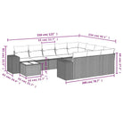 Loungeset in grijs materiaal met gepoedercoat staal en afmetingen - Tuinsets