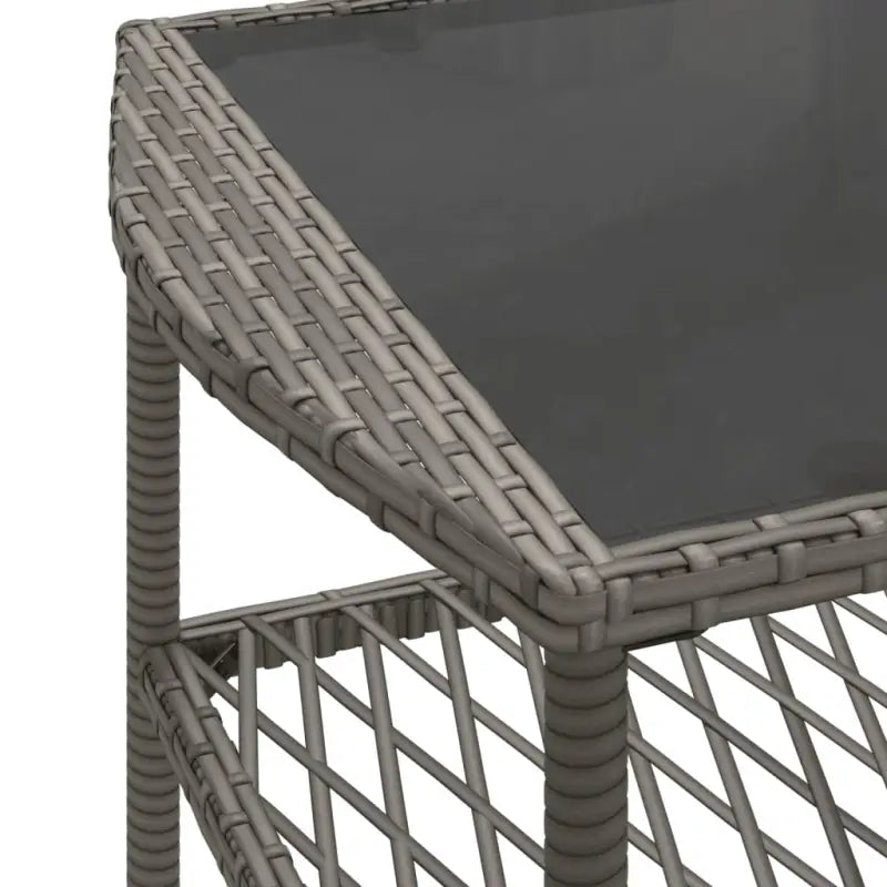 Loungeset in grijs materiaal met gepoedercoat staal en afmetingen - Tuinsets