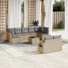 Loungeset in grijs materiaal met gepoedercoat staal en afmetingen - Beige en grijs / Zonder tafel - Tuinsets