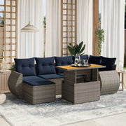 Loungeset in grijs materiaal met gepoedercoat staal en afmetingen - Grijs / zonder opbergruimte - Tuinsets