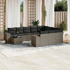 Loungeset in grijs materiaal met gepoedercoat staal en afmetingen - grijs en donkergrijs - Tuinsets